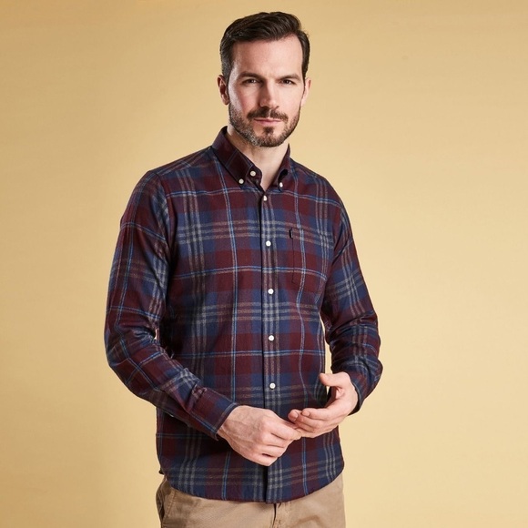 BARBOUR men’s STAPLETON HIGHLAND CHECK SHIRT flannel size medium tailored fit - Picture 1 of 11